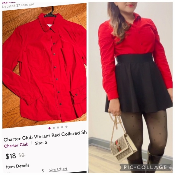 Charter Club Tops - Charter Club Vibrant Red Collared Shirt